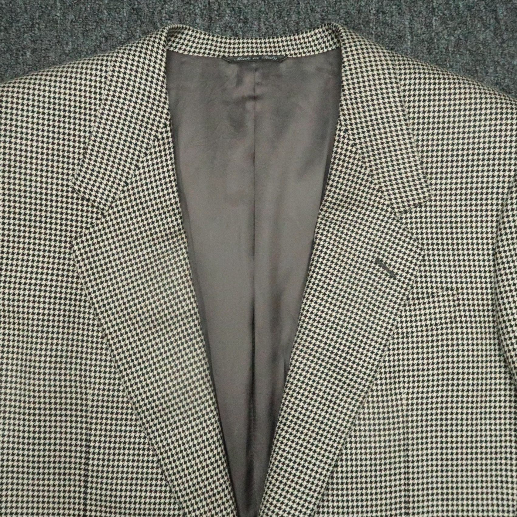Canali VINTAGE Canali Blazer Mens 40 Beige Proposta Houndstooth Wool Silk Sport Coat Italy Size 40R - 2 Thumbnail