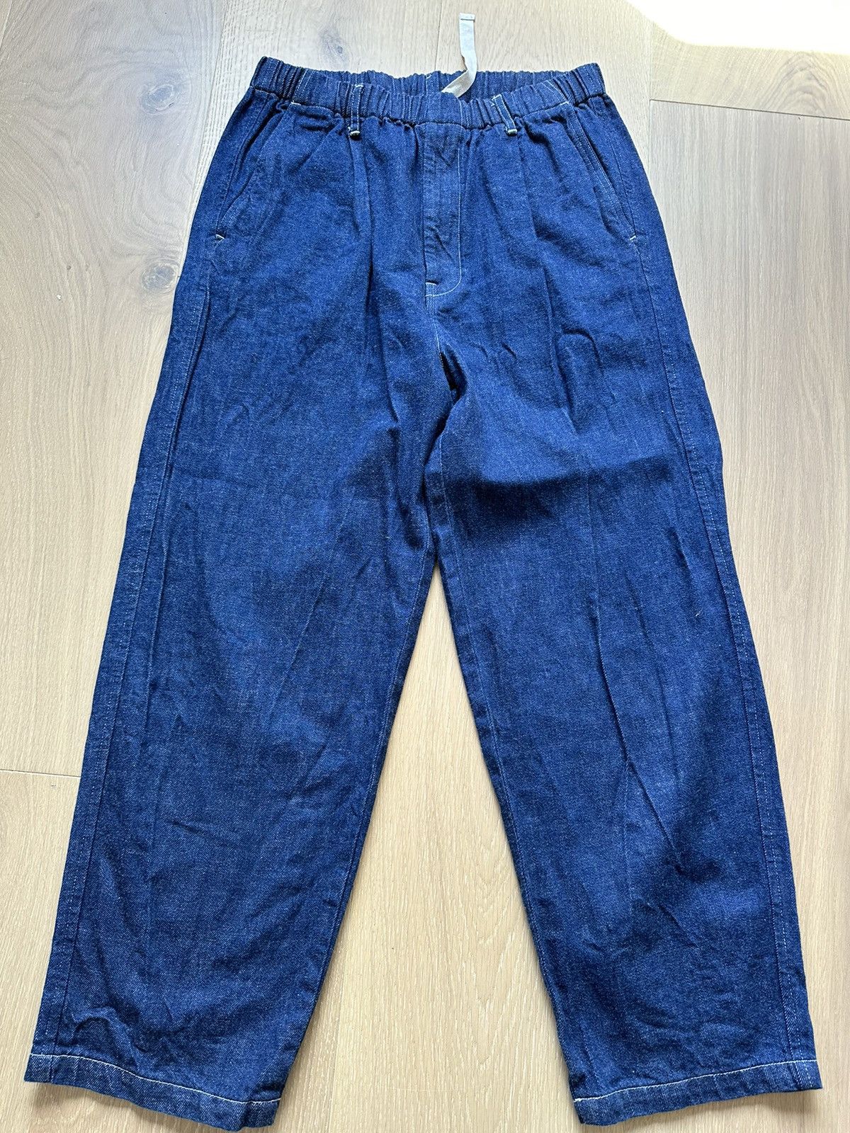 image of Danton Dark Wash Denim Easy Pants in Navy, Men's (Size 28)