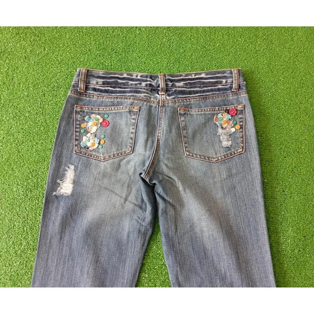 Other Jolina Vintage Embroidered Button Patch Jeans – Size 40 Size 31" - 2 Thumbnail