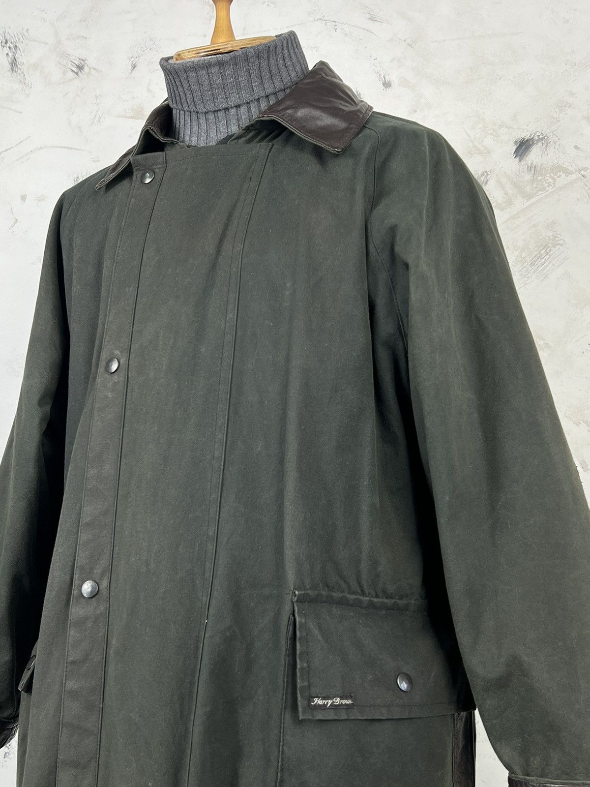 Vintage Waxed Oilskin Long Coat Outdoor Country Bushman Duster L-XL Size US L / EU 52-54 / 3 - 3 Thumbnail