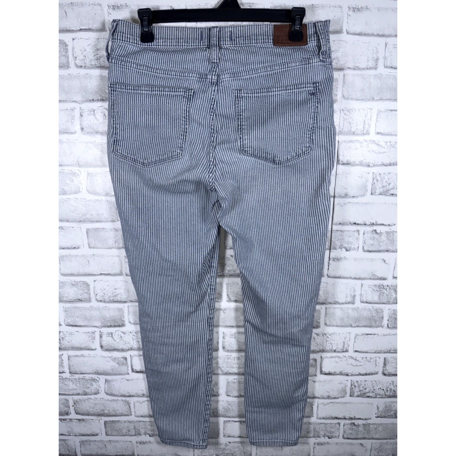 Madewell Madewell Jeans Striped Blue 9” Mid Rise Skinny Womens Size 30x27 Size 30" / US 8 / IT 44 - 4 Thumbnail