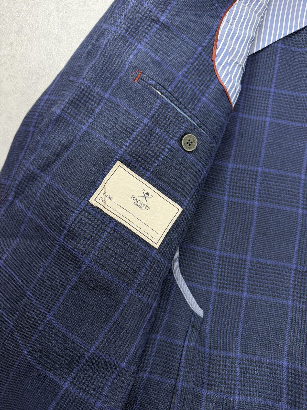 Hackett Hackett London Navy Linen Blazer Blue Check 42R 52R Size 42R - 8 Thumbnail