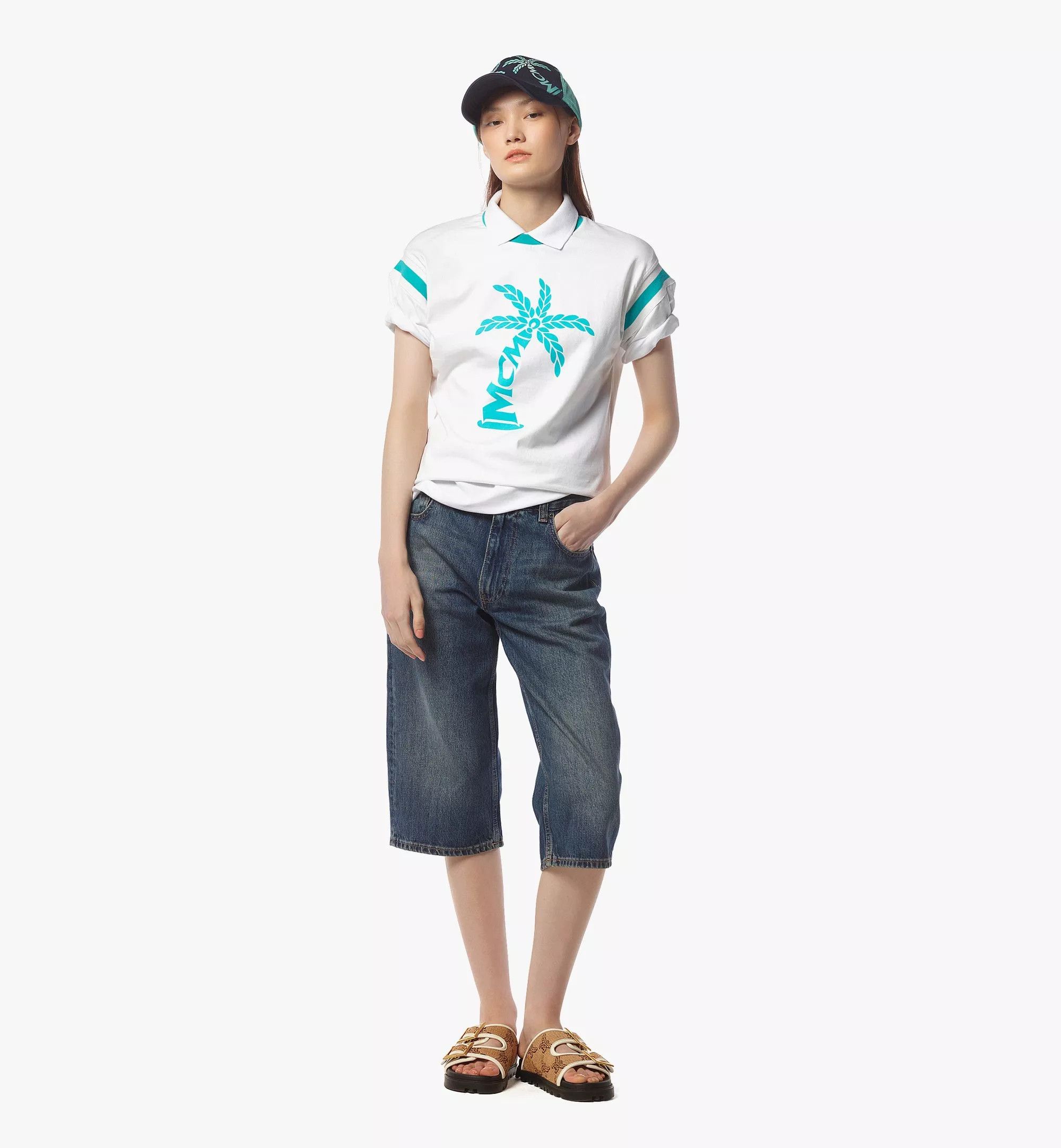 MCM o1mt1gz0925 Palm Logo T-Shirt in White Size XL / US 12-14 / IT 48-50 - 2 Thumbnail