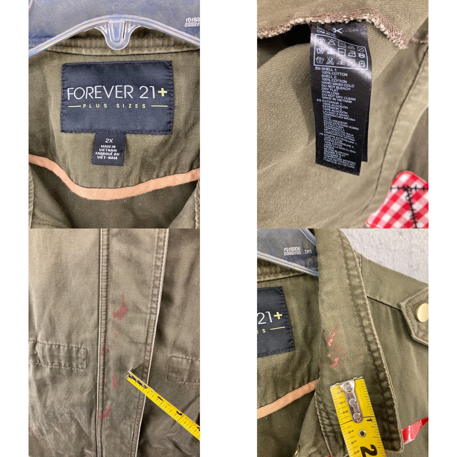 Forever 21 FOREVER 21 Jacket Womens 2X Plus Size Military Style Crystal Lake Horror Green Canvas Cotton Collar Zip Shirt Womens 90s Fashion Size XXL / US 16-18 / IT 52-54 - 8 Thumbnail