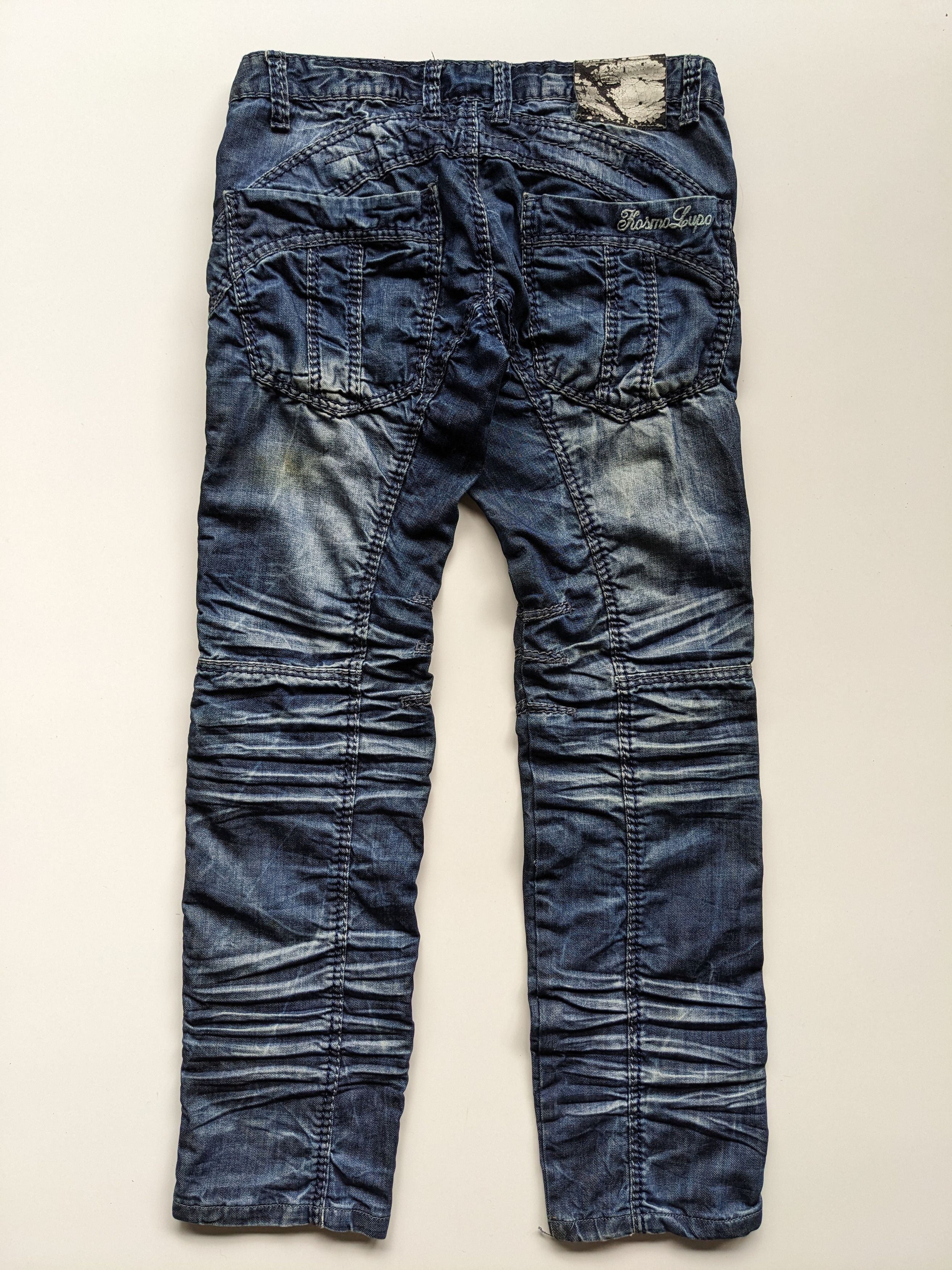 Japanese Brand Kosmolupo wrinkle clawmark indigo jeans Size US 34 / EU 50 - 3 Thumbnail