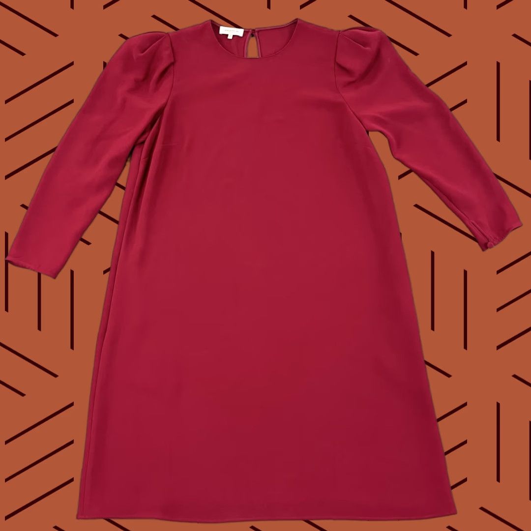 Vintage Lafayette 148 New York Dress Womens Medium Red Knee Length Puff Sleeve Acetate Size M / US 6-8 / IT 42-44 - 1 Thumbnail