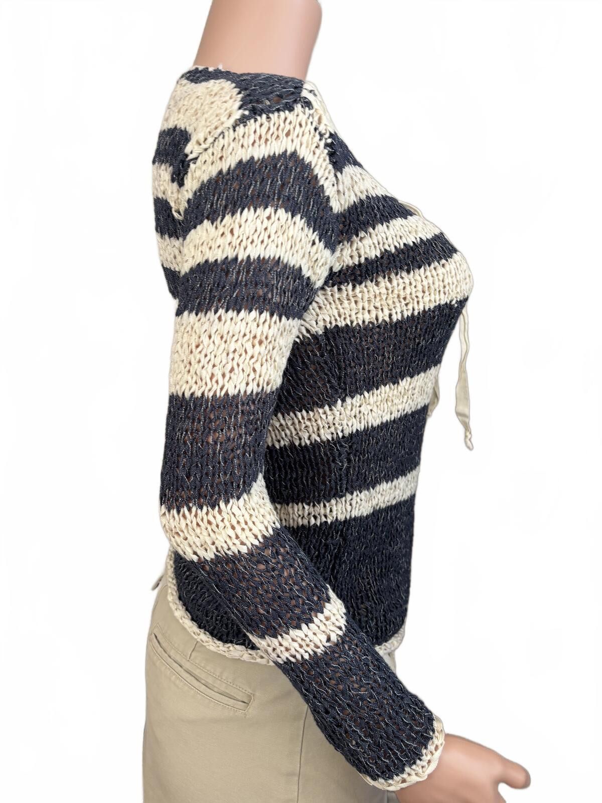 Other Shirt 469 Y2K Coastal Boho Open Knit Lace Up Sweater. PXS Size XS / US 0-2 / IT 36-38 - 4 Thumbnail