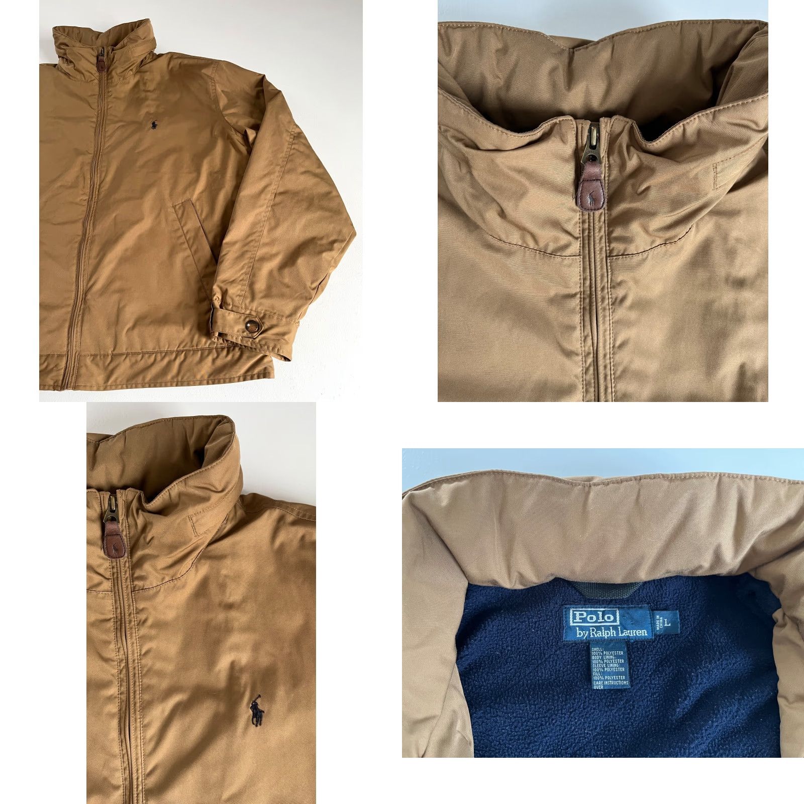 Polo Ralph Lauren Polo Ralph Lauren Jacket Coat Men's Fleece Lined Hooded Sz L Tan Polyester Lining Logo Zip Stand-Up Collar Casual Winter Outdoor Size US L / EU 52-54 / 3 - 8 Thumbnail