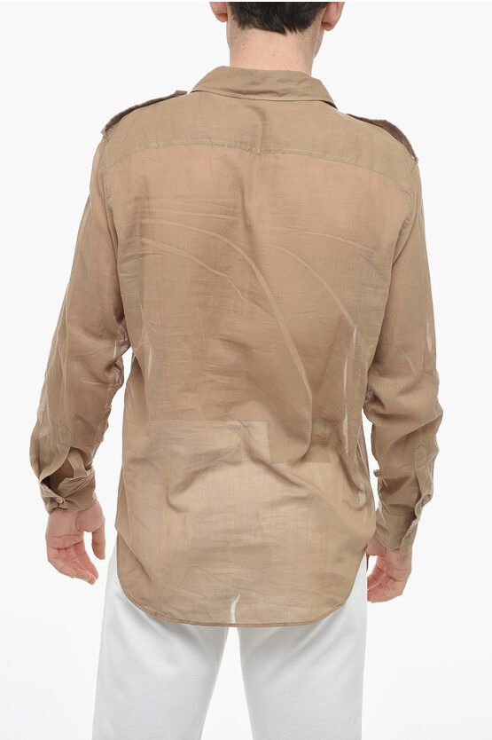 Saint Laurent Paris o1tp1o0125 Shirt In Cotton in Beige Size US XXL / EU 58 / 5 - 2 Thumbnail