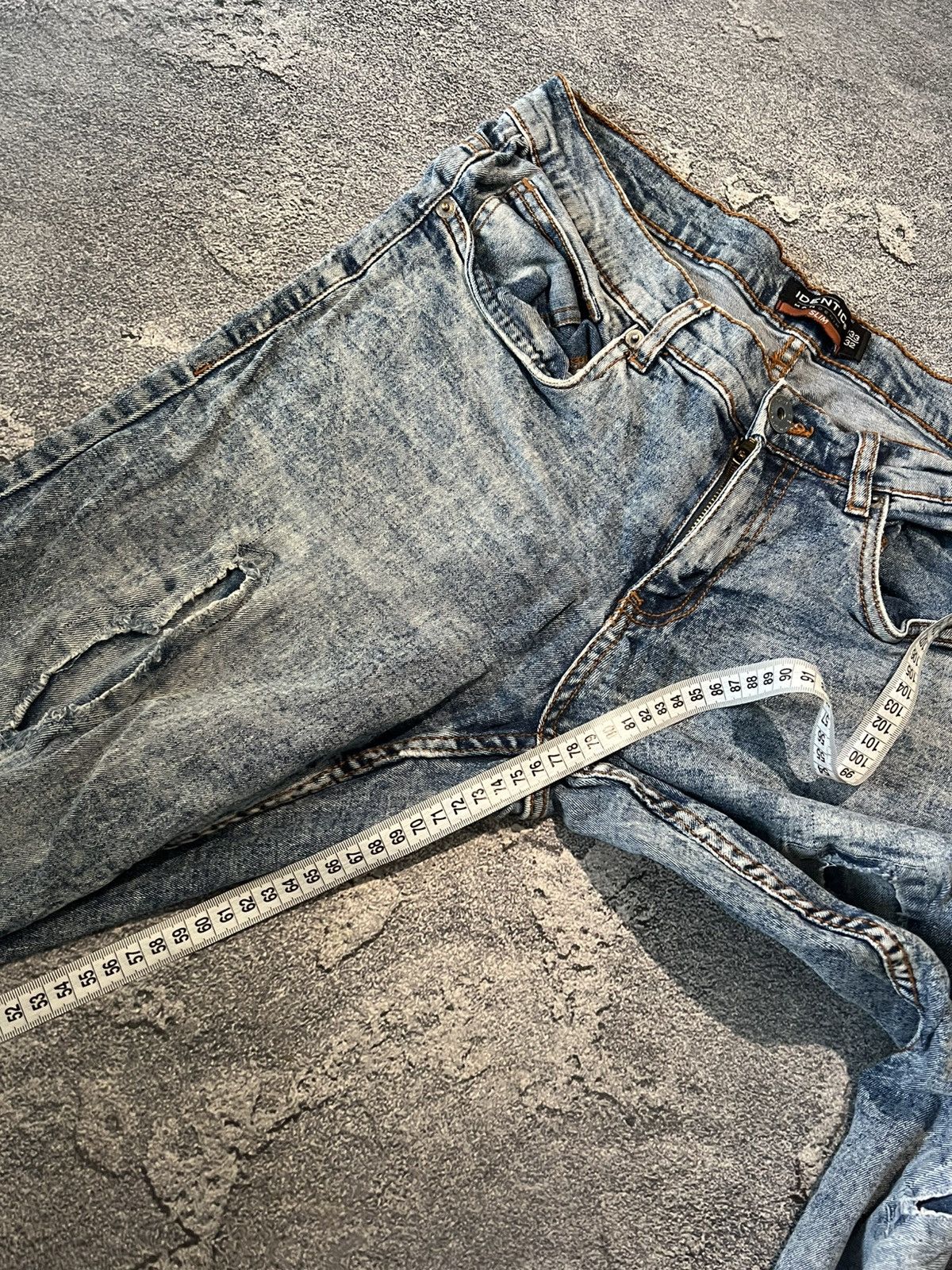 Japanese Brand Destroyed Japanese Washed Blue Vintage Skinny Size US 31 - 9 Thumbnail