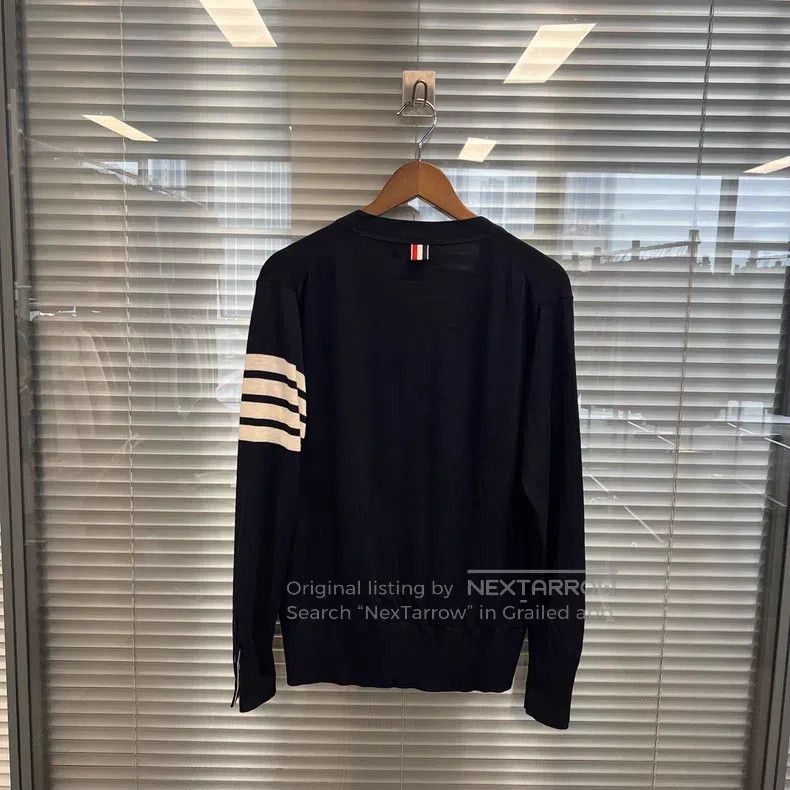 Thom Browne Thom Browne Dark blue four-striped cardigan Size US M / EU 48-50 / 2 - 2 Thumbnail