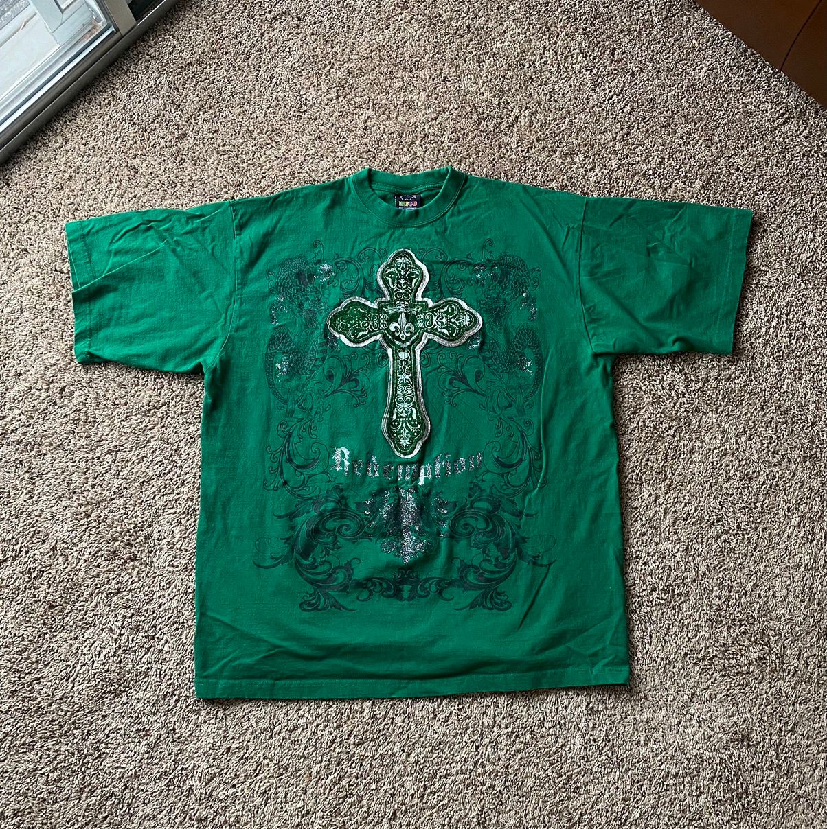 Pre-owned Christian Audigier X Ed Hardy Hippo Vintage T-shirt Skull Cross Dragon Redemption In Green