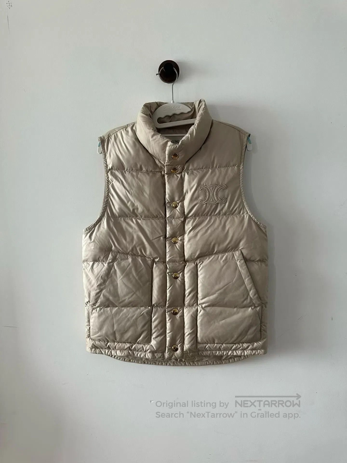 Celine CELINE Milk Tea Triumph Arch Down Vest| Size XXS / US 00 / IT 34 - 1 Thumbnail