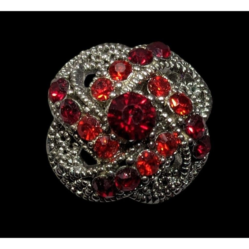 Other Gothic Vampire Knot Ring Silver Tone With Red Stones Adjusta Size ONE SIZE - 2 Thumbnail