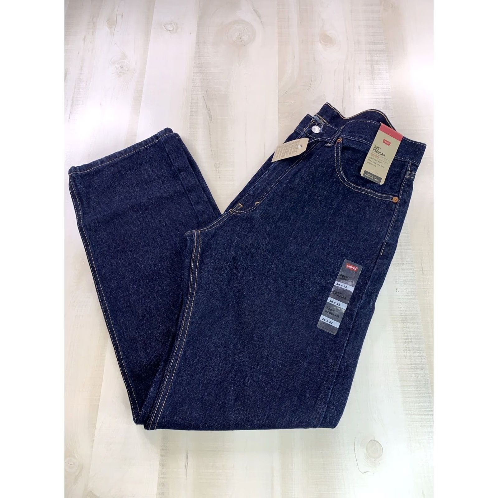 Levi's Levi’s 505 Regular Fit Straight Leg Jeans Men 36x32 Dark Wash Denim Cotton Blend Blue NWT-12322 Size US 36 / EU 52 - 4 Thumbnail