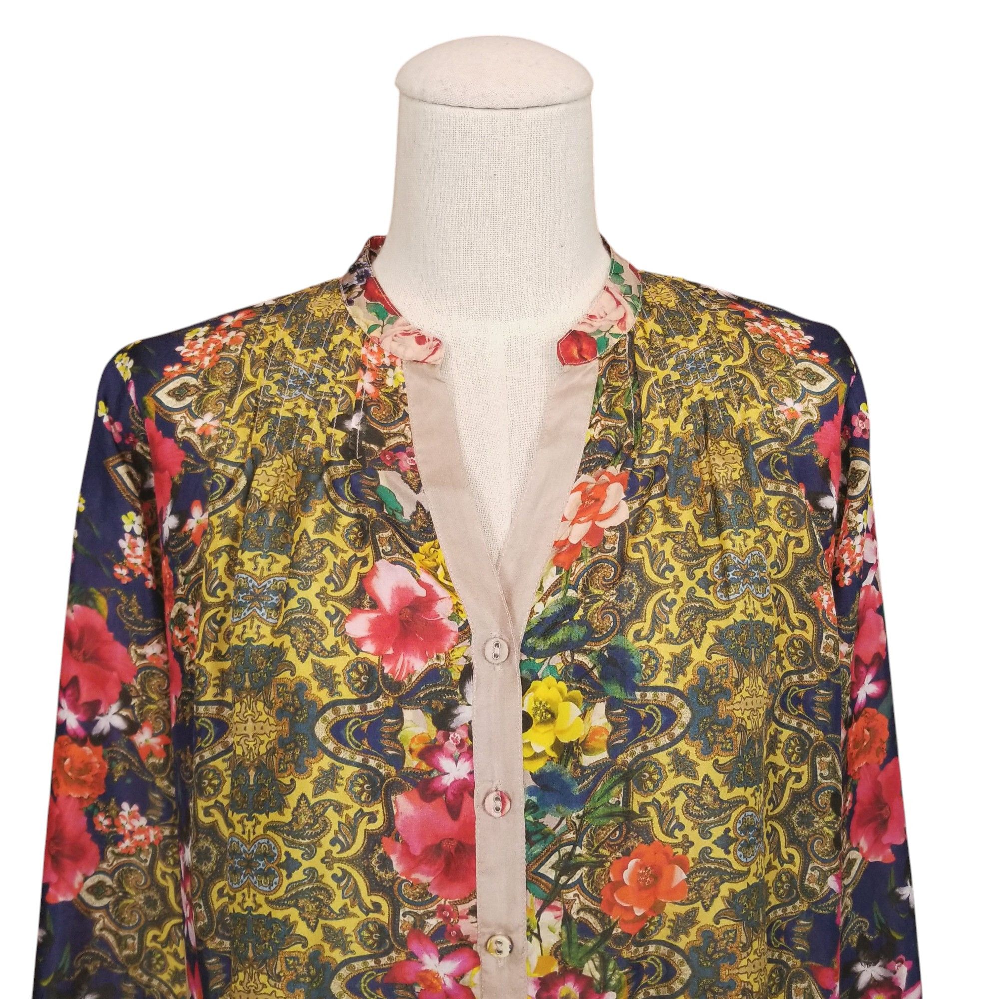 Johnny Was Rosey Tate 100% Silk Blouse Size XS / US 0-2 / IT 36-38 - 2 Thumbnail