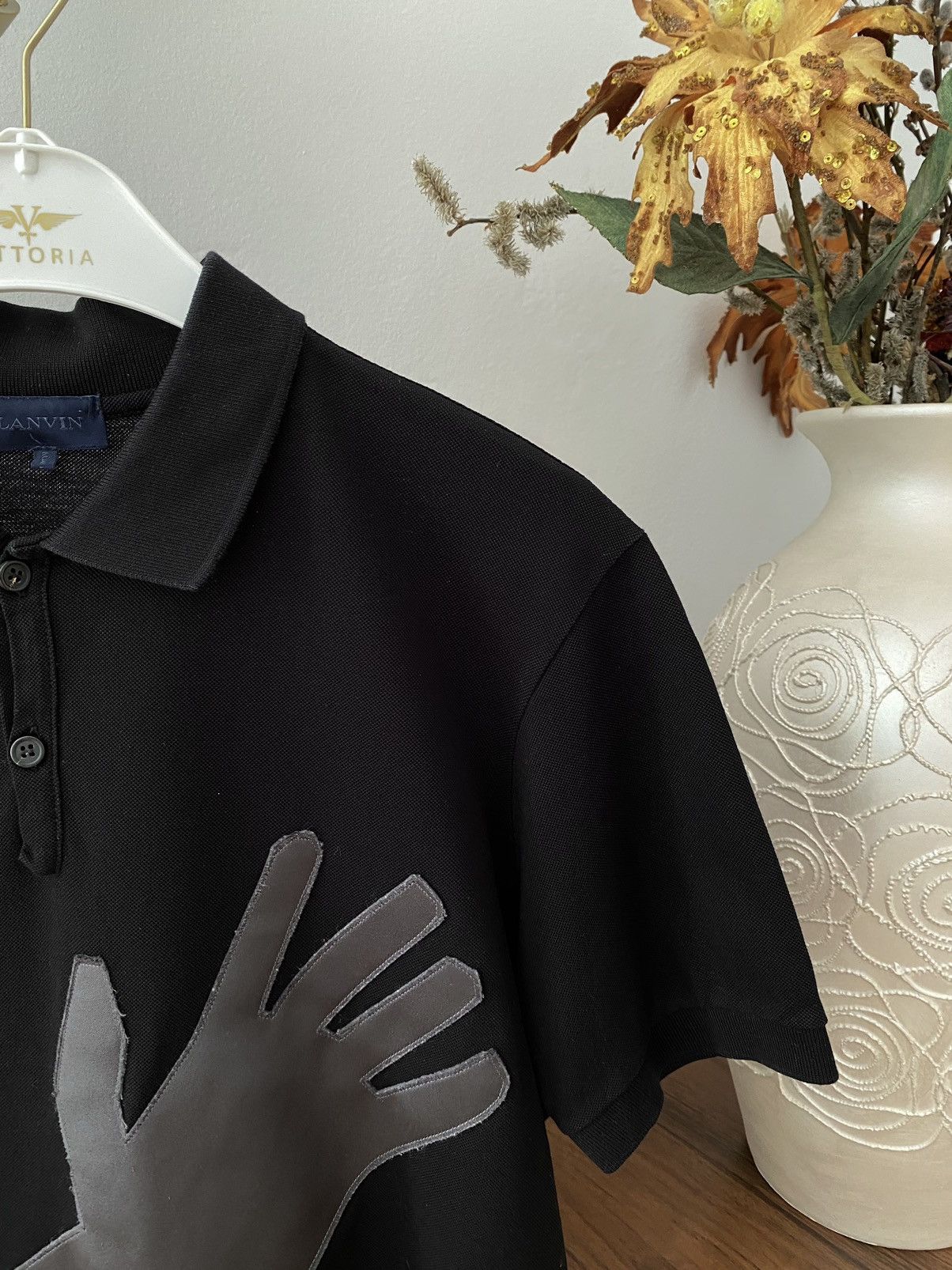 Lanvin Rare Lanvin Black Arm Patched Polo Shirt Size US L / EU 52-54 / 3 - 2 Thumbnail
