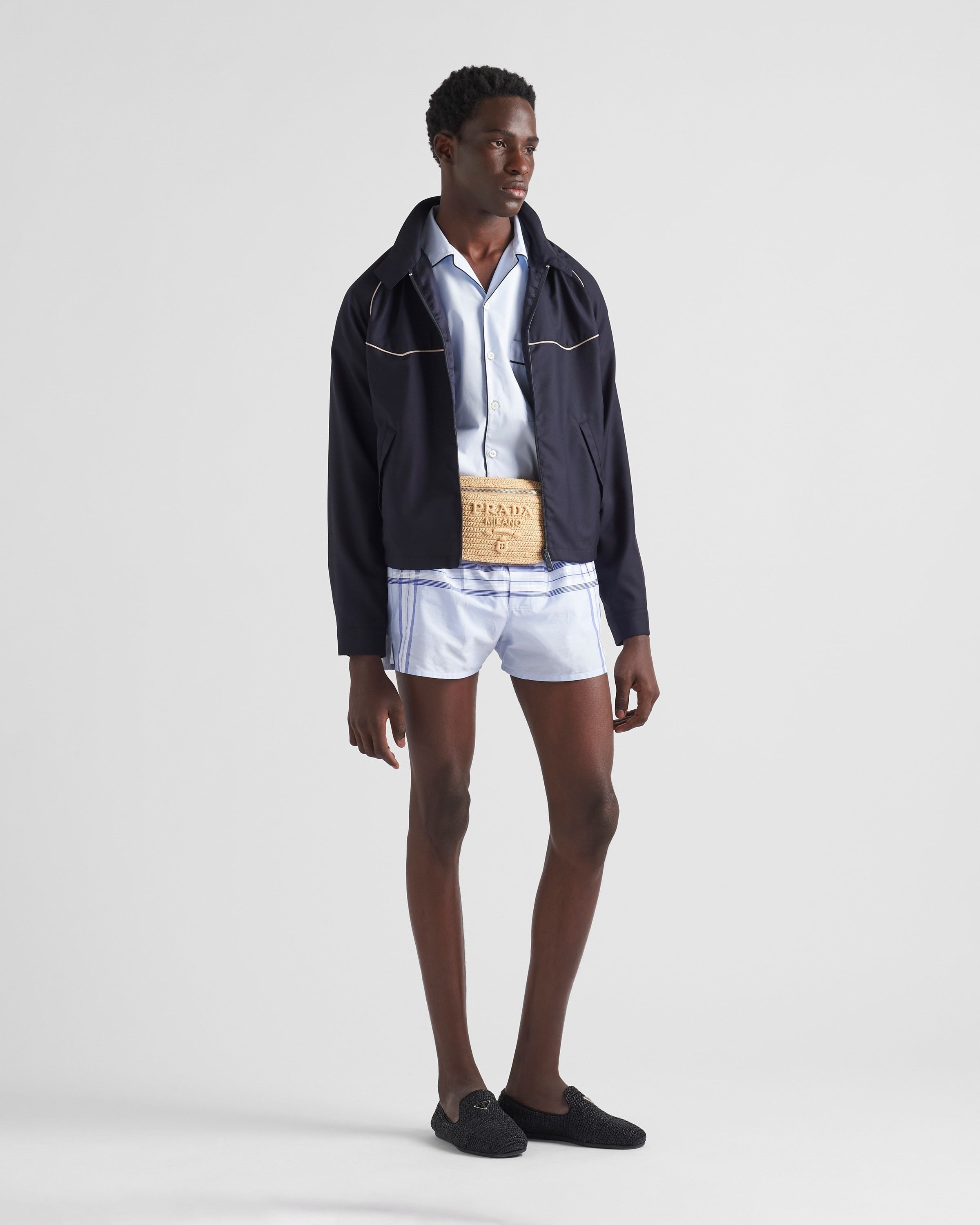 Prada oc11z0625 Wool And Silk Blouson Jacket in Navy Size US S / EU 44-46 / 1 - 2 Thumbnail