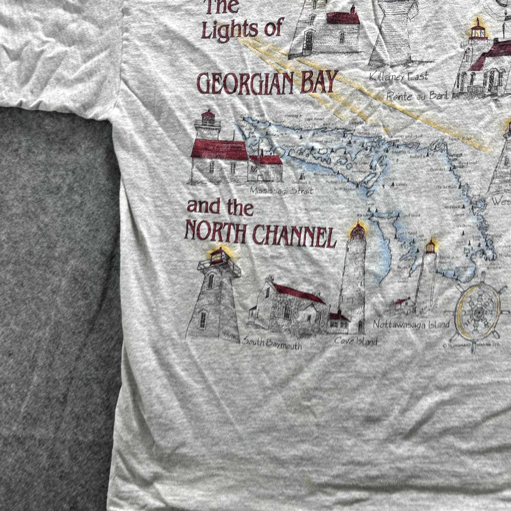 Vintage VINTAGE Georgian Bay Shirt Mens Large Gray Lighthouse Map Souvenir Graphic 90s Shirt Mens Large Gray Nautical Travel Souvenir 90s Womens? Size US M / EU 48-50 / 2 - 5 Thumbnail