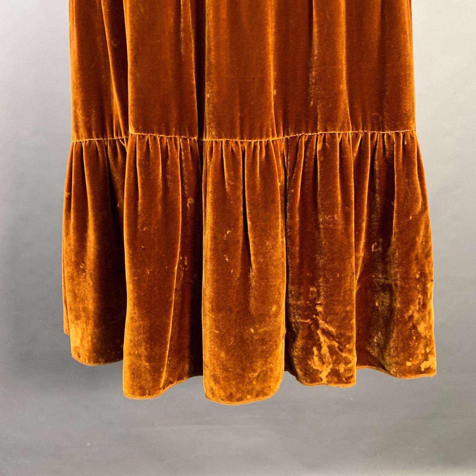 Ulla Johnson ULLA JOHNSON Bunny Yellow Mustard Velvet Ruffle Midi Dress Size XS / US 0-2 / IT 36-38 - 6 Thumbnail