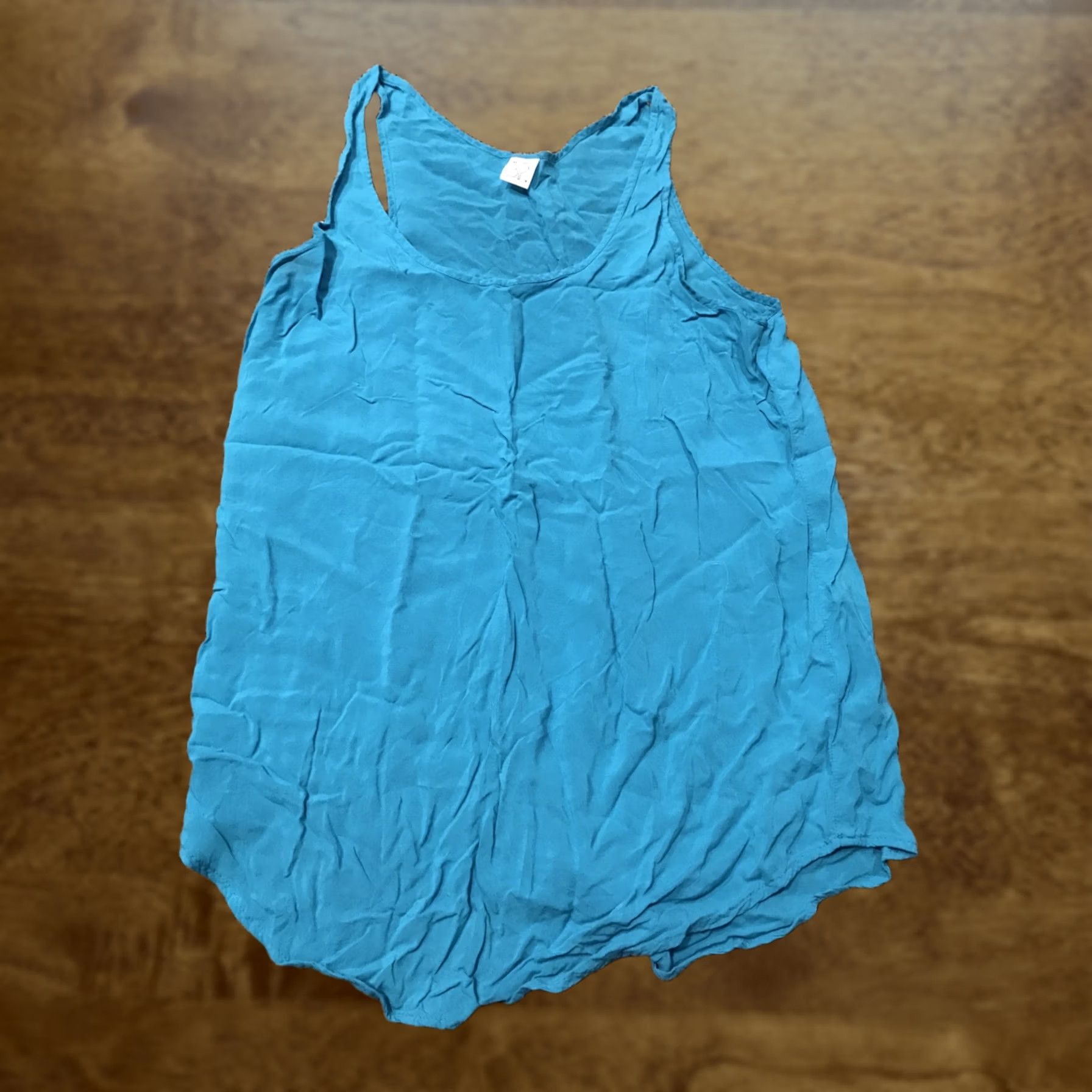Vintage BP Womens Tank Top XS Teal Rayon Round Neck Sleeveless A32 Bohemian Basic Pattern Solid Regular)* Size XS / US 0-2 / IT 36-38 - 1 Thumbnail