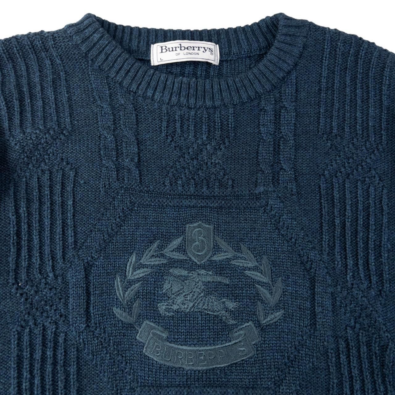 Burberry Vintage Burberry Embroidered Cable Knit Jumper Size L Size US L / EU 52-54 / 3 - 3 Thumbnail