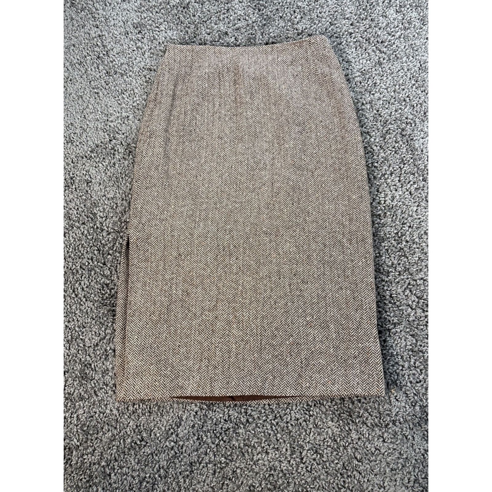 Vintage VINTAGE Hirsch Brown Wool Tweed Midi Skirt 8 Women Straight Pencil Money Herringbone Size 30" / US 8 / IT 44 - 6 Thumbnail