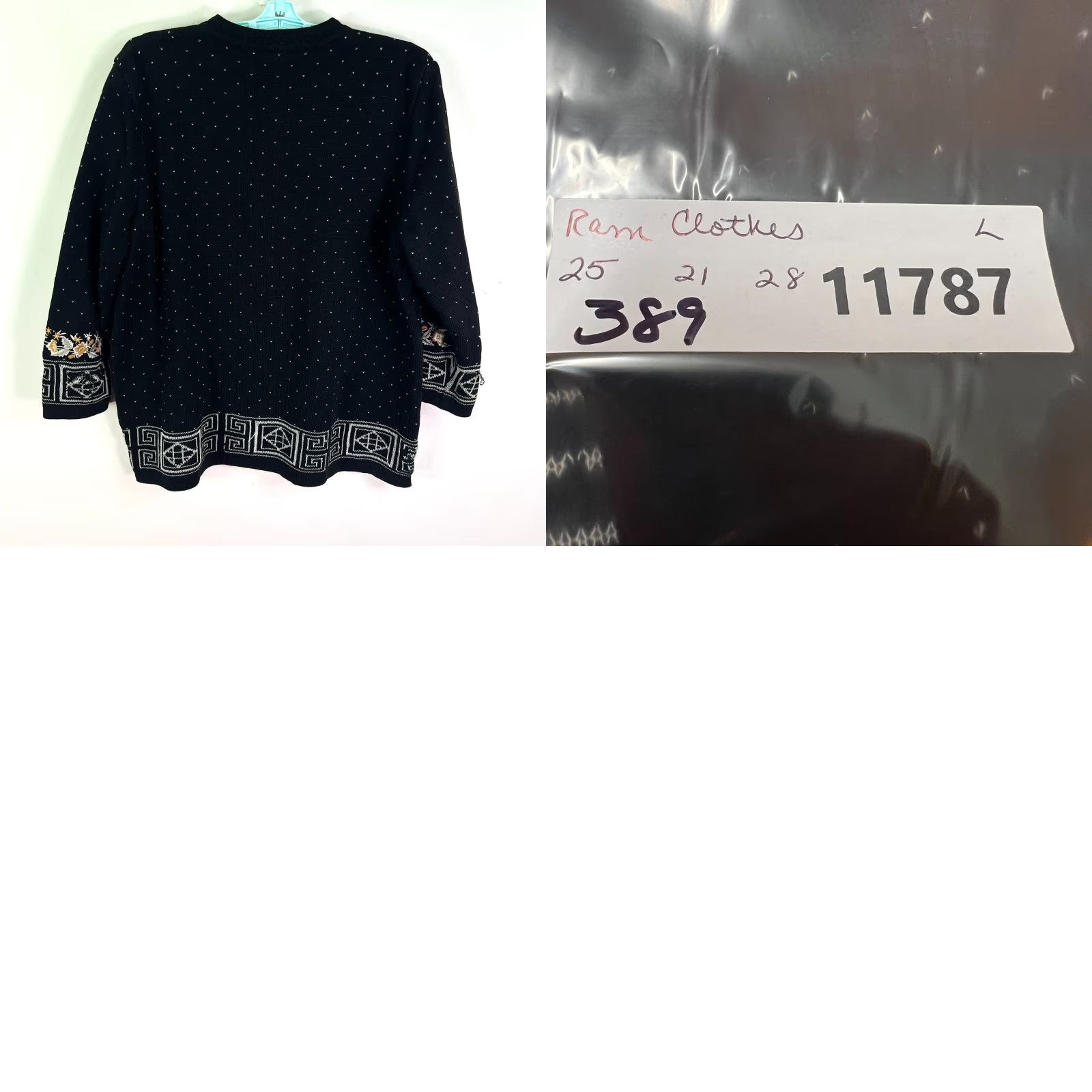Vintage VINTAGE Ram Clothes Floral Embroidered Cardigan Sweater Womens Size L Black 90s Classic Size L / US 10 / IT 46 - 8 Thumbnail
