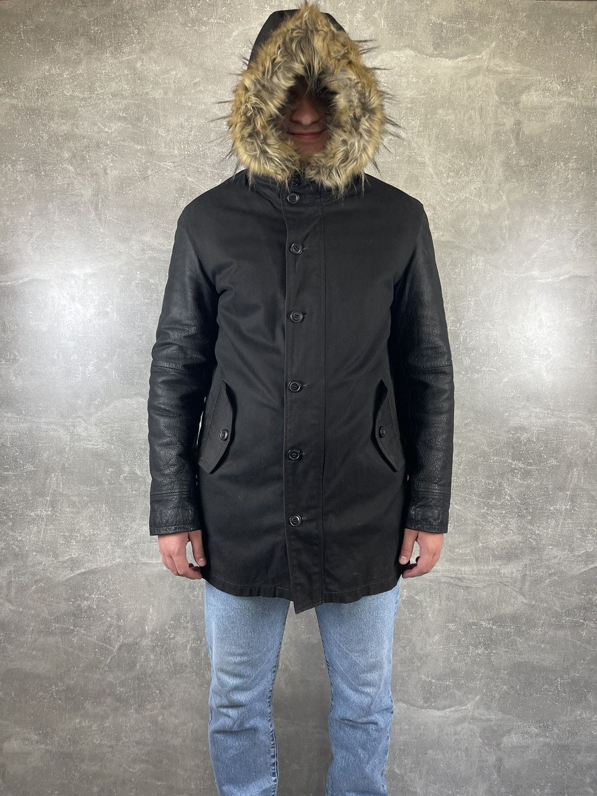 John Varvatos Archive John Varvatos USA Leather/Wax Cotton Parka Jacket Size US M / EU 48-50 / 2 - 4 Thumbnail