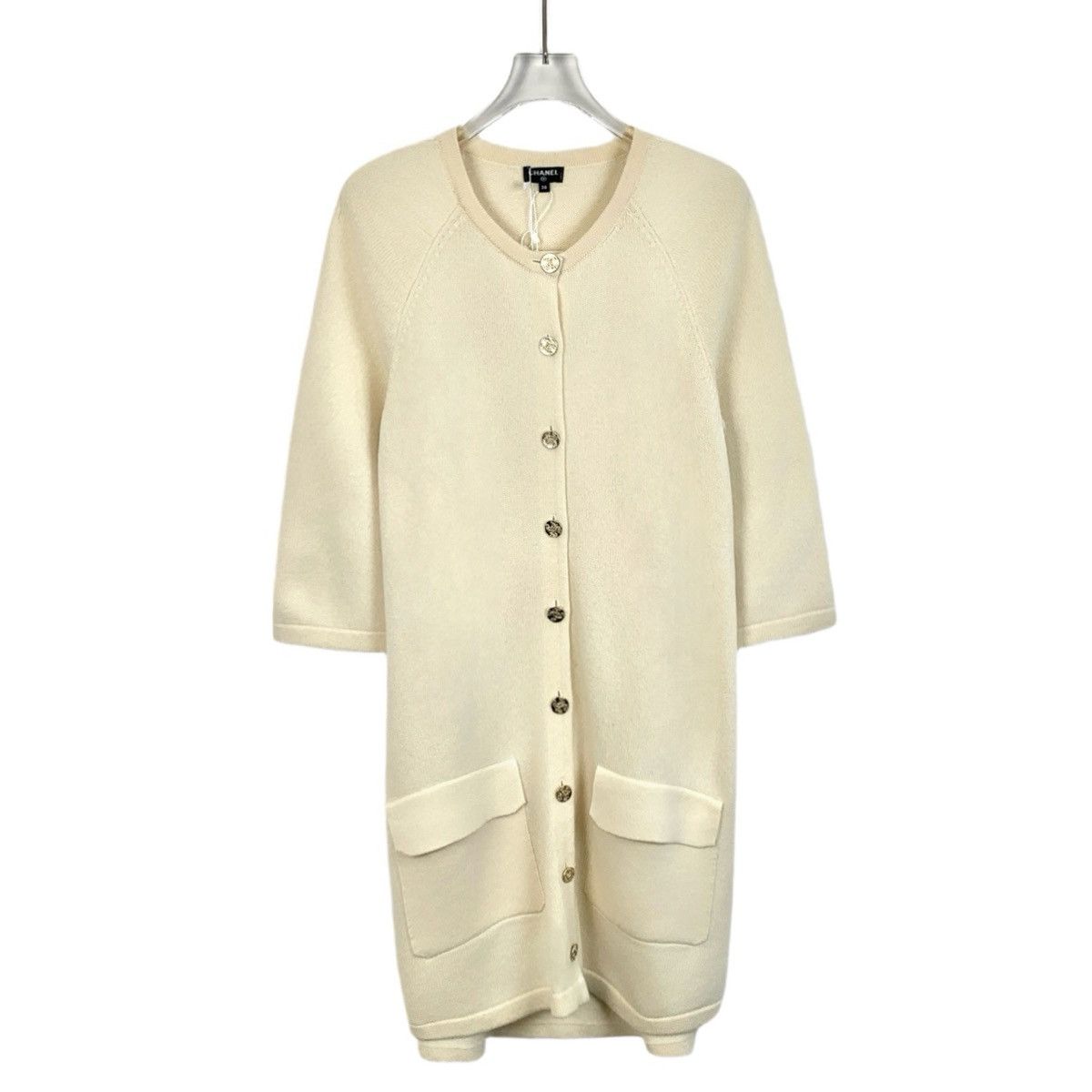 Chanel Chanel Beige Cashmere Short Sleeve Knit Dress K26WX Size S / US 4 / IT 40 - 1 Thumbnail