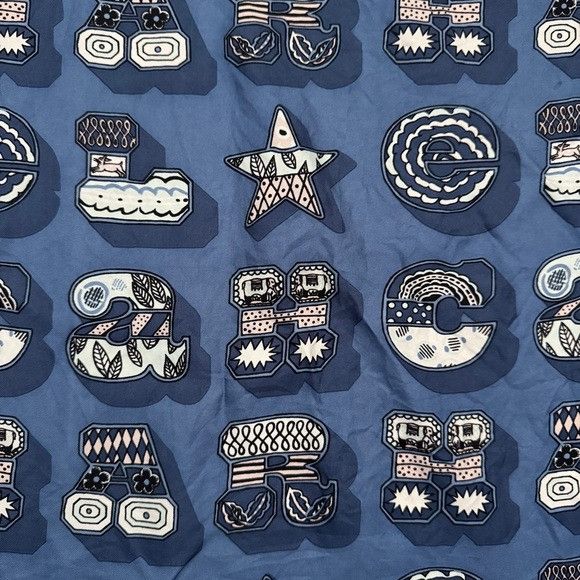 Other Blue Letters Patterned Square Scarf Size ONE SIZE - 2 Thumbnail
