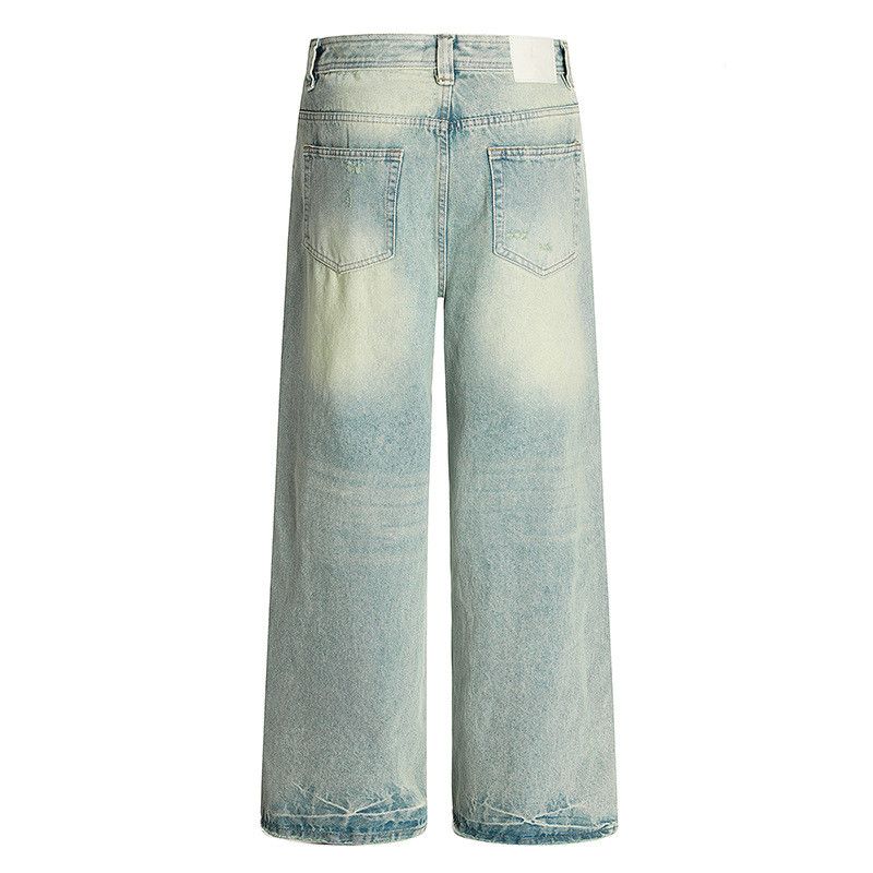 Vintage Men's light blue distressed loose straight leg jeans Size US 32 / EU 48 - 2 Thumbnail