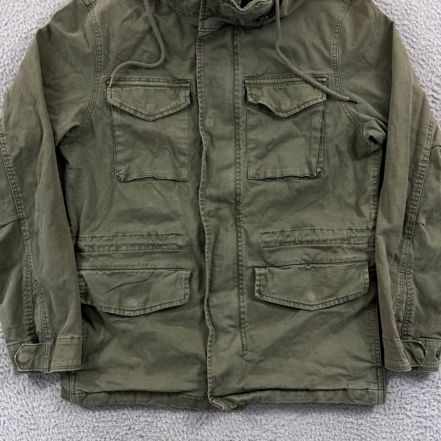Old Navy VINTAGE Old Navy Jacket Womens Medium Green Zip Snap Hooded Military Y2K Size M / US 6-8 / IT 42-44 - 2 Thumbnail