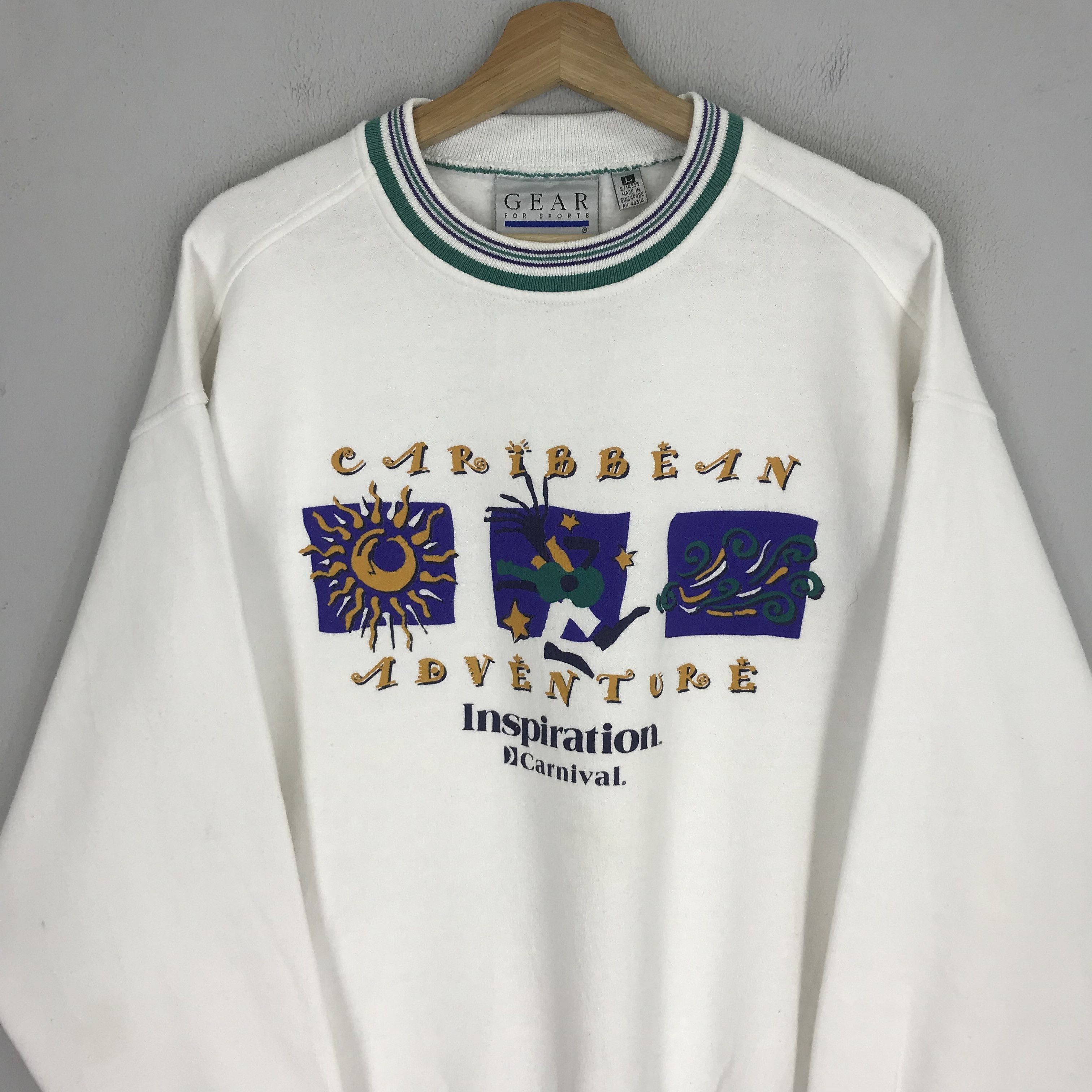 Gear for Sports Vintage 90's Caribbean Adventure White Sweatshirt - 281 Size US L / EU 52-54 / 3 - 3 Thumbnail
