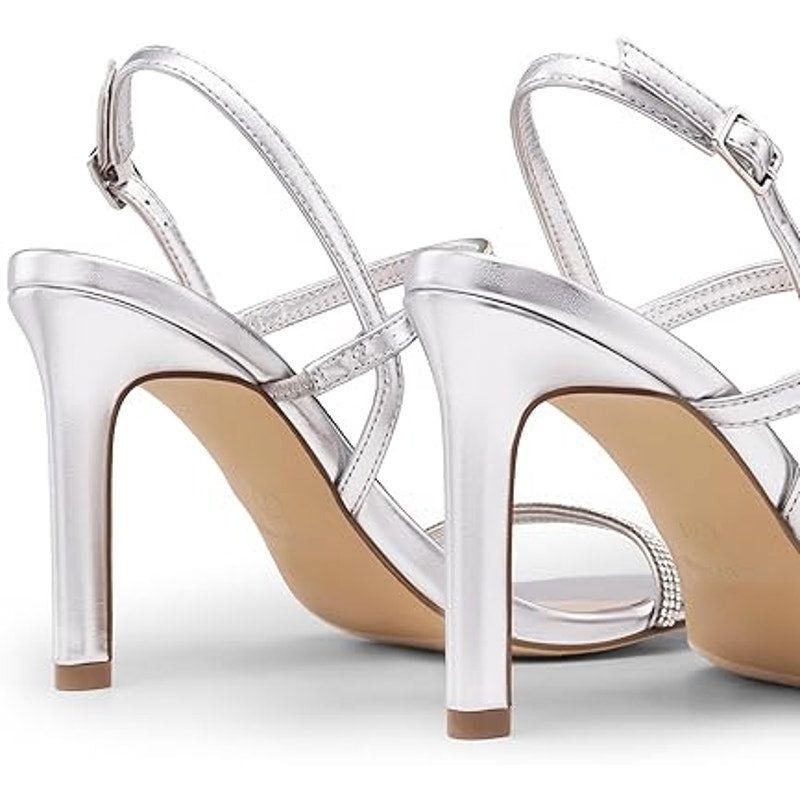 Other Dream Pairs Women's 9.5 Silver Rhinestone Open Toe Heels Size US 9.5 / IT 39.5 - 6 Thumbnail