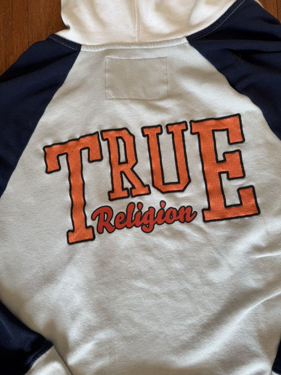 True Religion True Religion cream, orange & navy zip up hoodie Size L Size US L / EU 52-54 / 3 - 4 Thumbnail