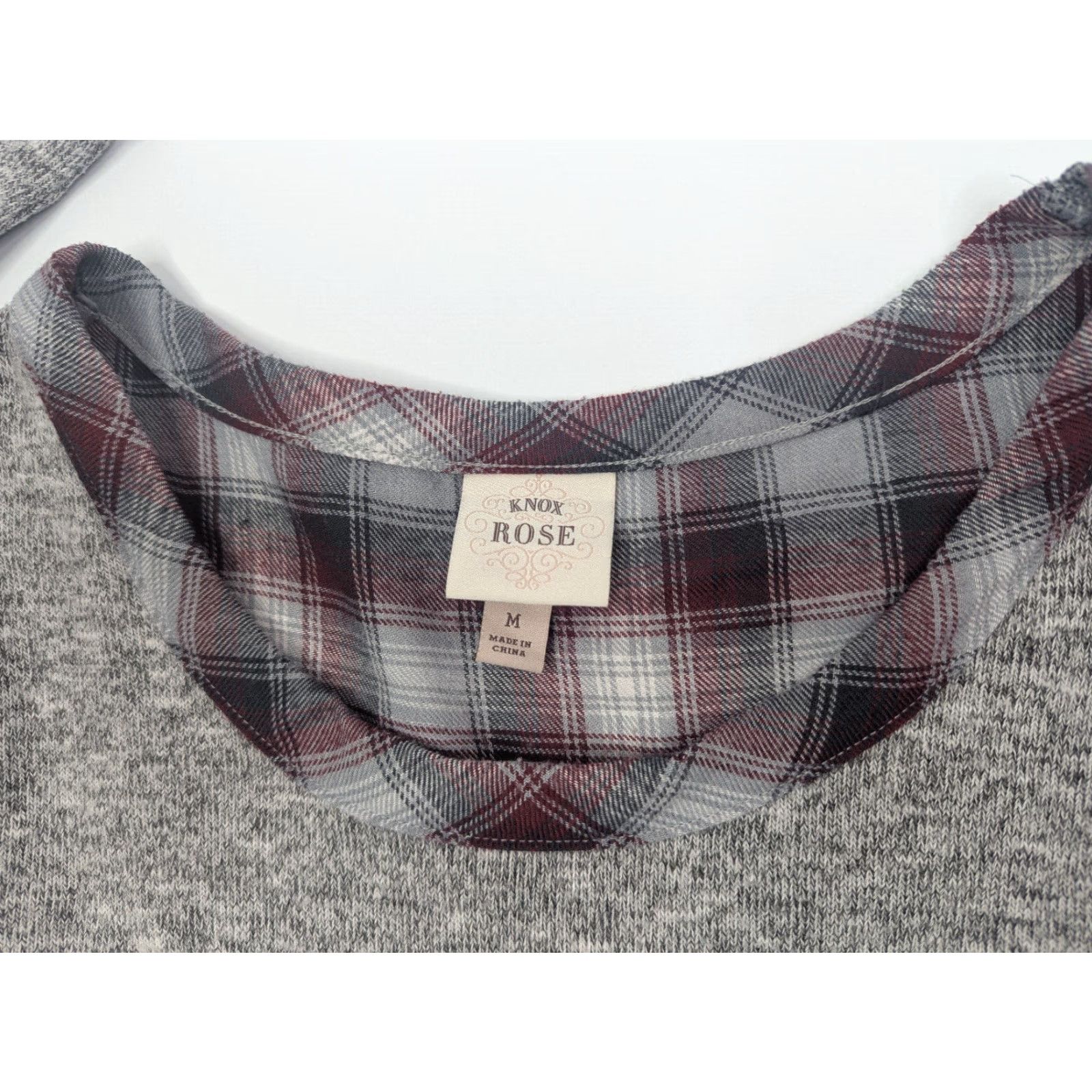 Vintage Knox Rose Tunic Sweater Womens Medium Plaid Gray Red Bohemian Long Sleeve Pullover Shirt Size M / US 6-8 / IT 42-44 - 6 Thumbnail