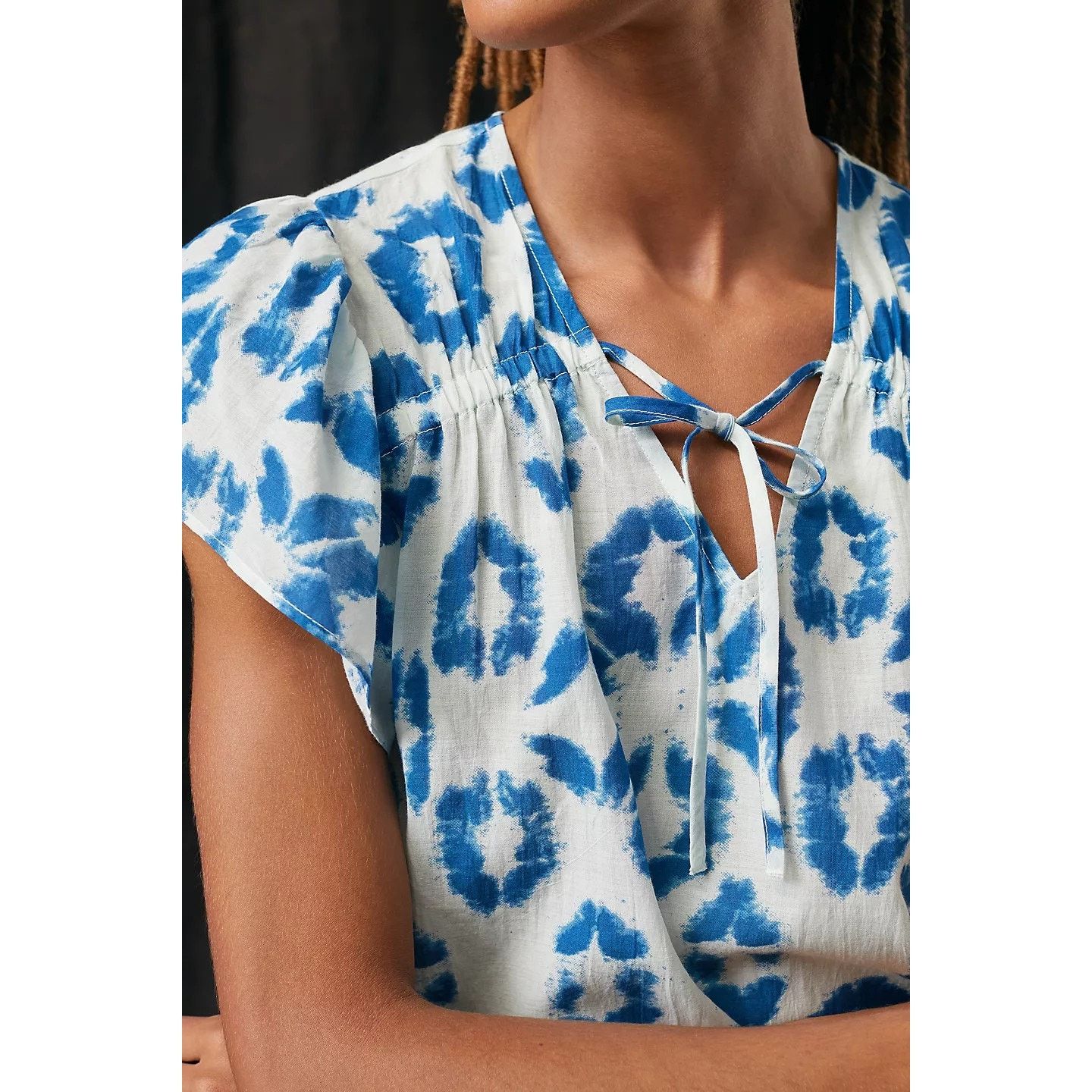 Anthropologie New Anthropologie Othilia Tie-Neck Blouse $148 SMALL Blue Size S / US 4 / IT 40 - 2 Thumbnail