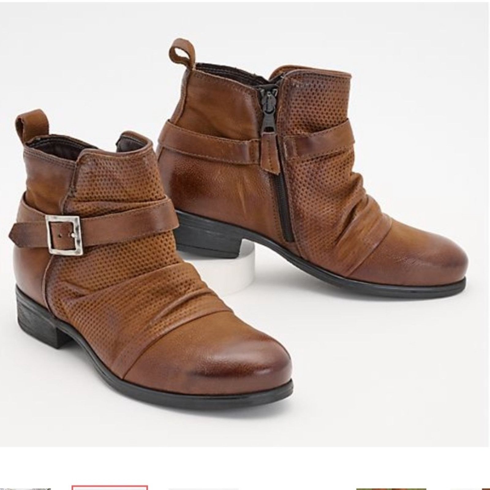 image of Miz Mooz Wide Width Leather Ankle Boots Suzy Eu 37 Nib in Brown, Women's (Size 6.5)