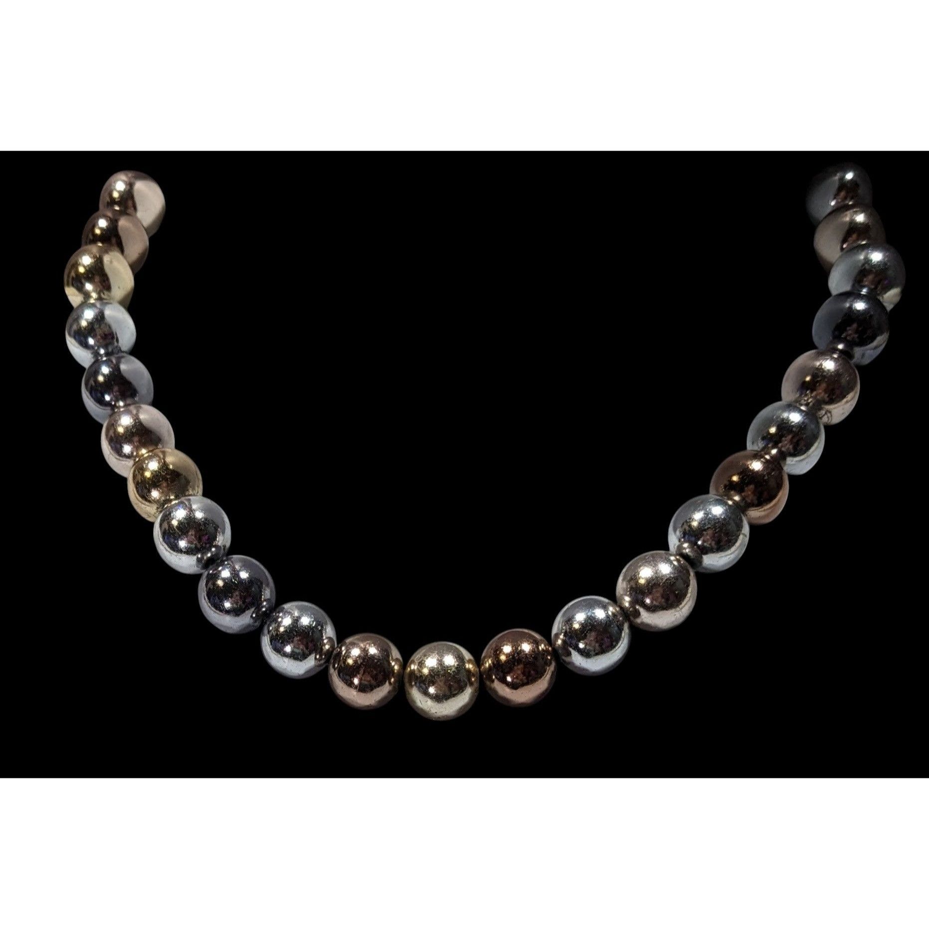 Other Vintage Multi Metallic Graduated Bead Necklace With Gold Sil Size ONE SIZE - 3 Thumbnail