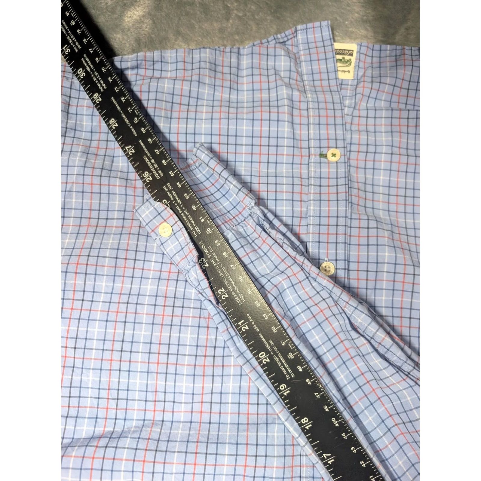 Lacoste Lacoste Shirt Mens 44 Blue Check Cotton Long Sleeve Button-Down Slim Fit Casual Size US XXL / EU 58 / 5 - 4 Thumbnail