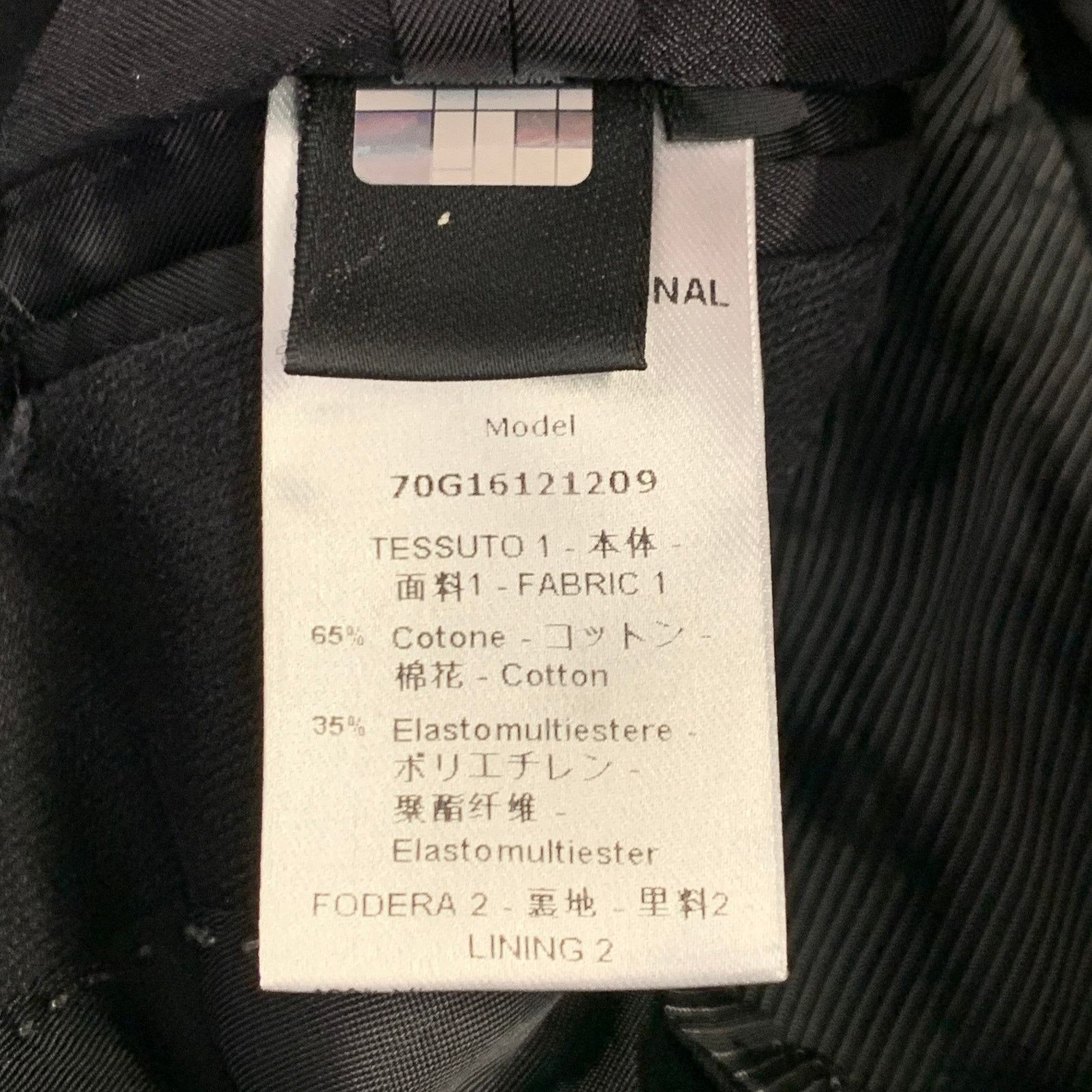 Costume National CoSTUME NATIONAL Black Cotton Blend Peak Lapel Sport Coat Size 36R - 9 Thumbnail