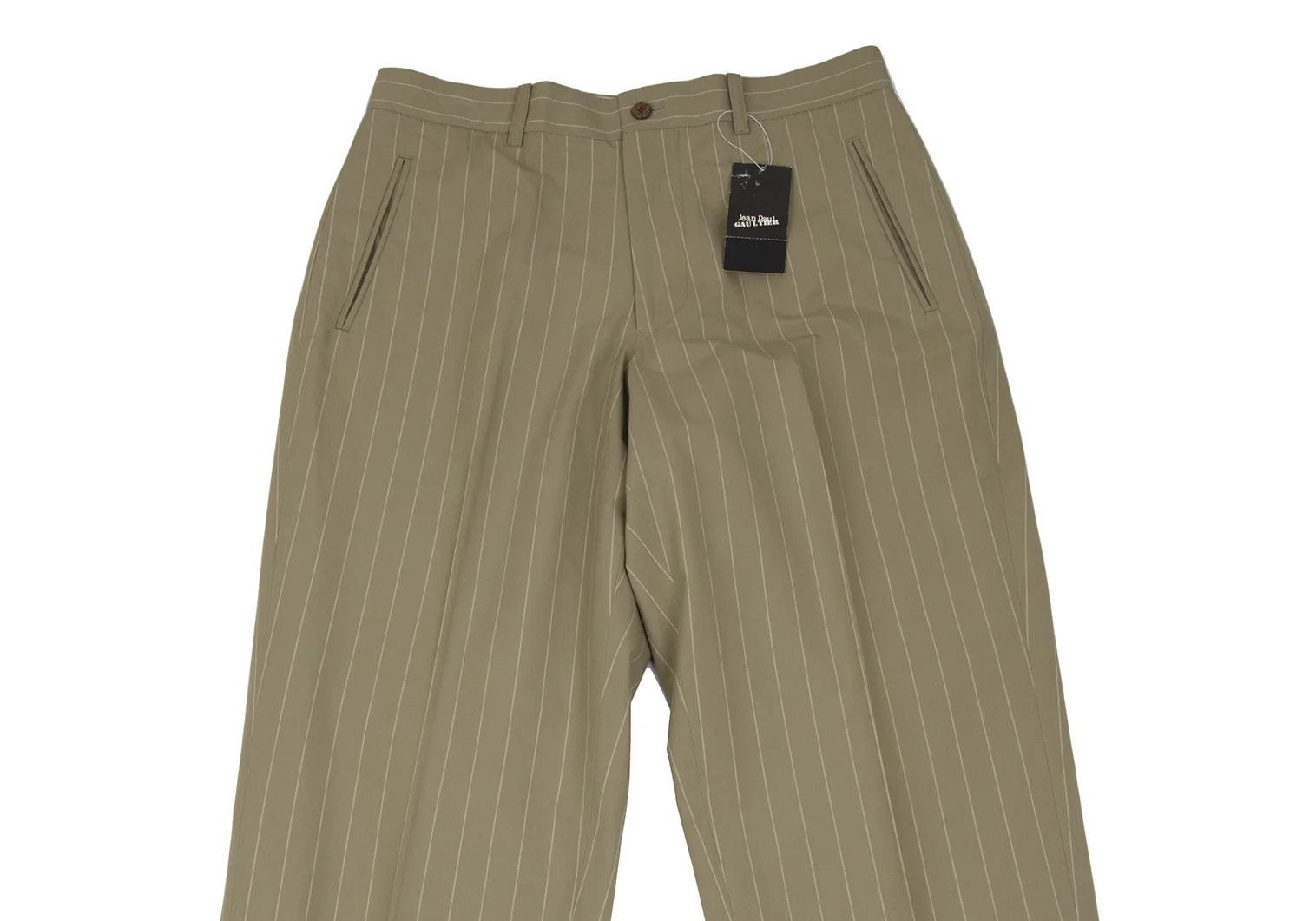 Jean Paul Gaultier Cotton Stripe Pants in Beige, Size 48 Size US 32 / EU 48 - 2 Thumbnail