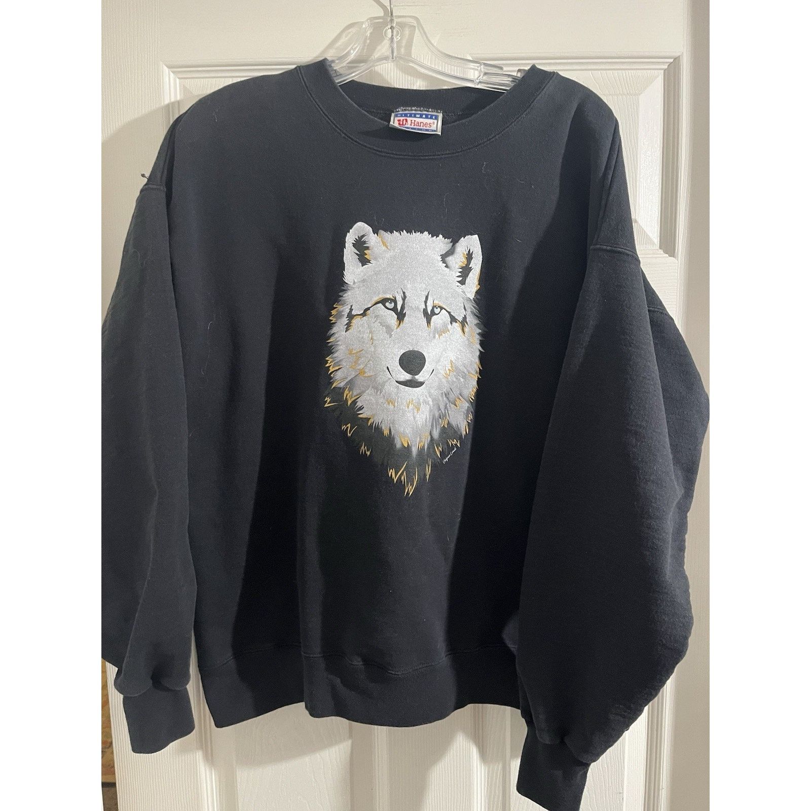 Hanes Vintage Wolf Mens Sweatshirt Black Size L Pullover 90s Howl Size US L / EU 52-54 / 3 - 1 Thumbnail