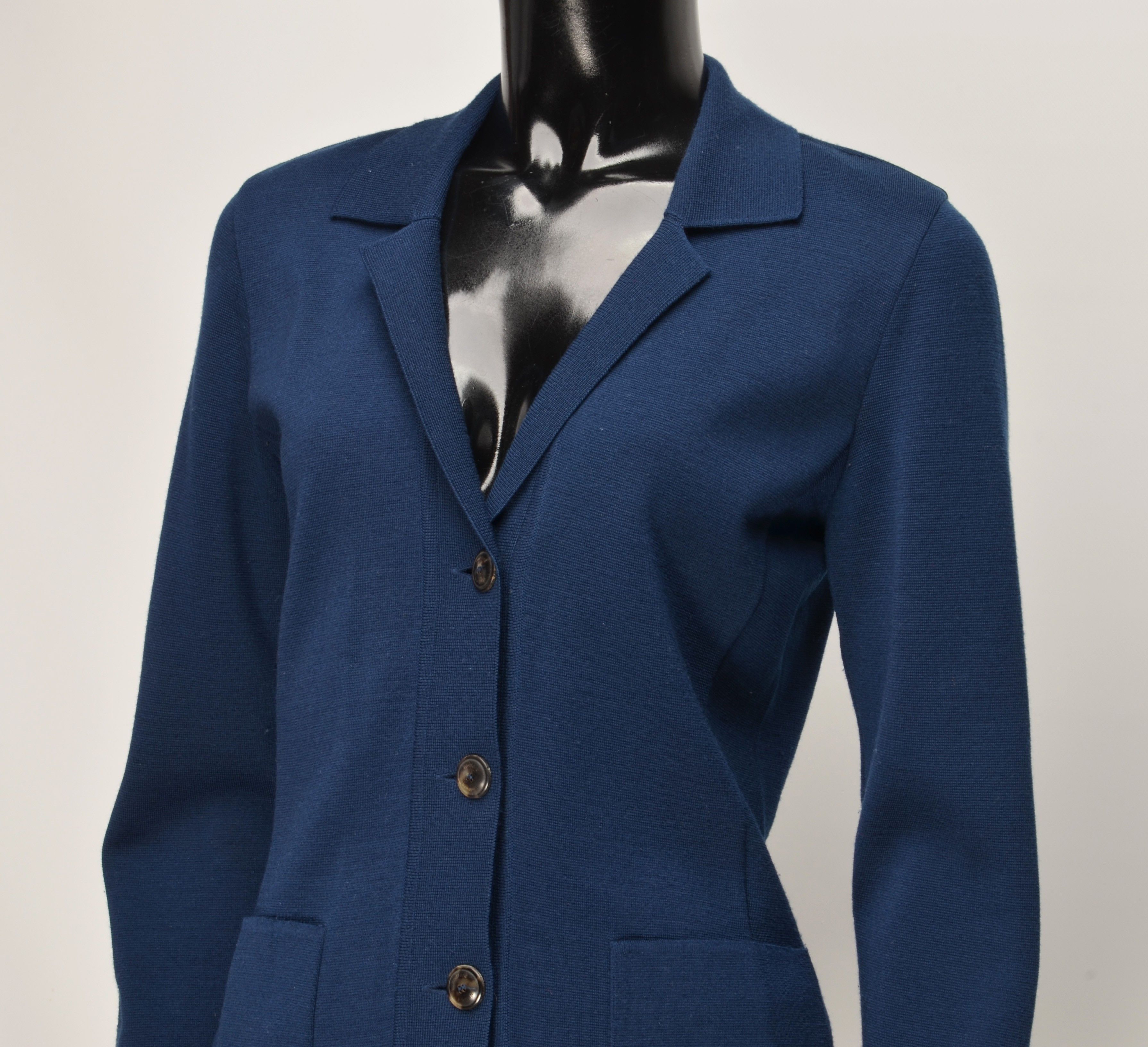 Wolford Wolford Blue Virgin Wool 3 Button Tailored Blazer Size S / US 4 / IT 40 - 2 Thumbnail