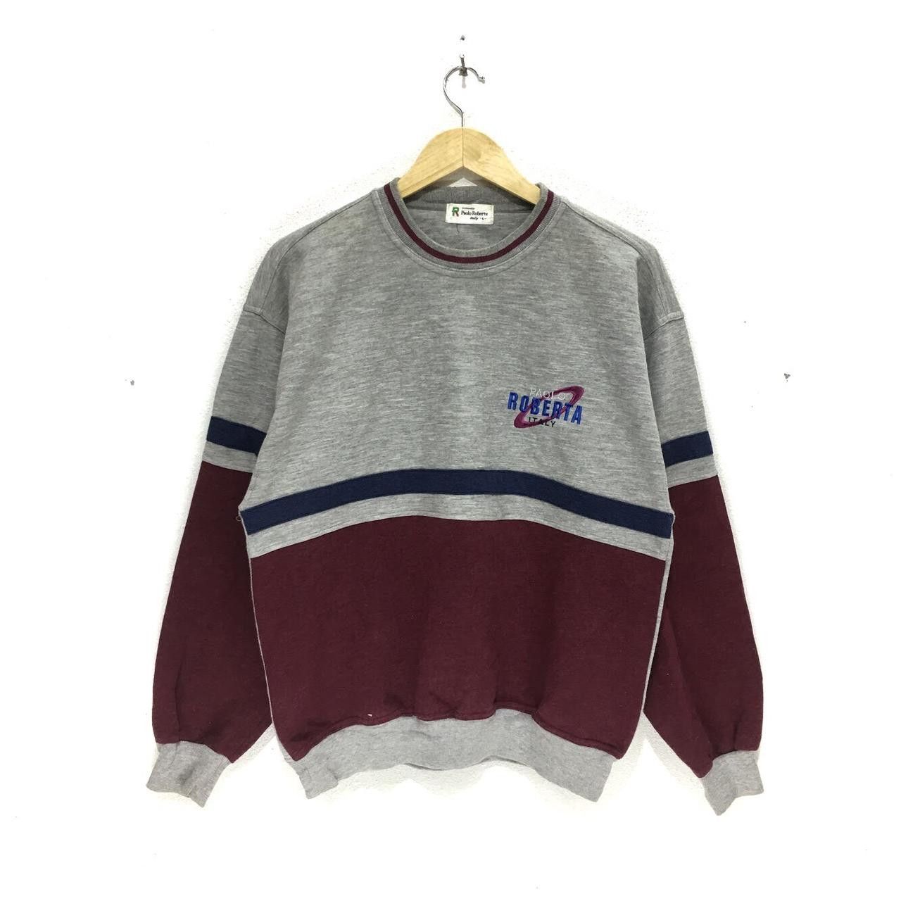Vintage Vintage PAOLO ROBERTA ITALY Rayon Striped Crewneck Size L / US 10 / IT 46 - 1 Thumbnail