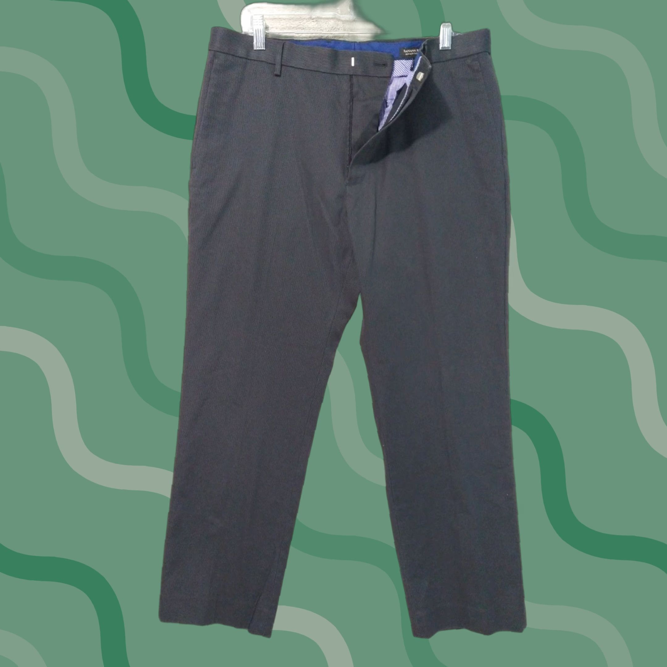 Banana Republic Banana Republic Pants Mens 34x30 Gray Pinstriped Chino Slim Fit Flat Front City Preppy Mens Size US 34 / EU 50 - 1 Thumbnail