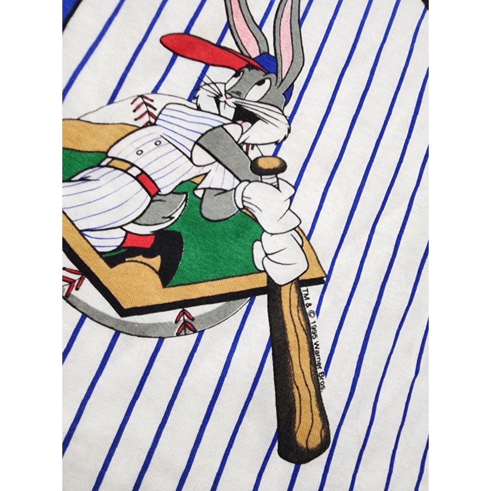 Vintage VTG 1995 Bugs Bunny Looney Tunes Baseball Pajama Dress Shirt XL White Distressed Mens Size XL / US 12-14 / IT 48-50 - 6 Thumbnail