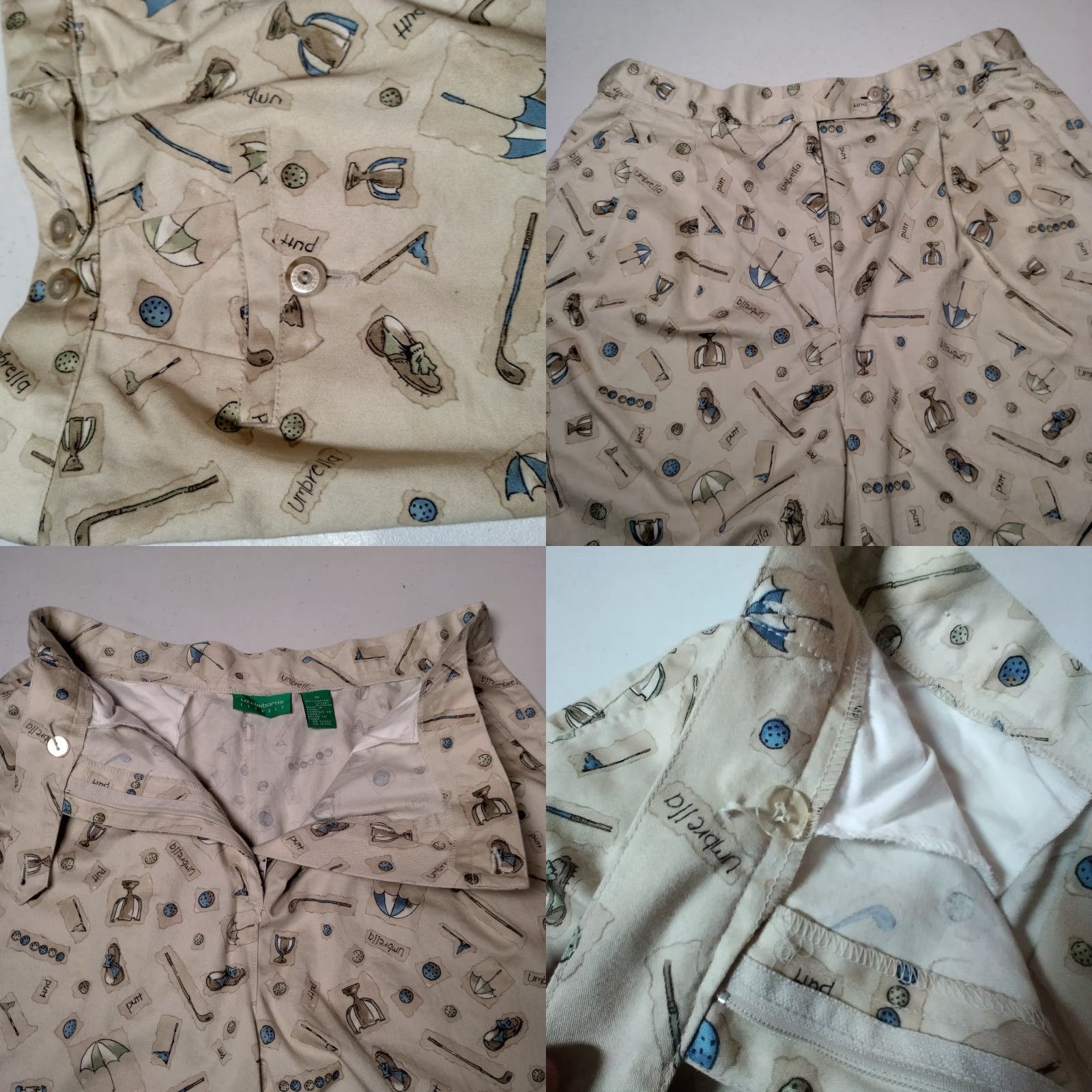 Liz Claiborne VINTAGE Liz Claiborne Golf Shorts Women 16 Beige Pleated Golf Print Regular Fit Size 38" / US 16 / IT 52 - 8 Thumbnail