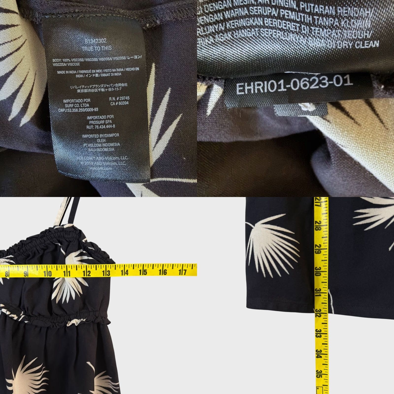 Volcom Volcom Palm Things Mini Cami Dress Black Smocked Sleeveless Women's Size S Size S / US 4 / IT 40 - 8 Thumbnail